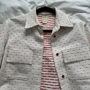 Trademark Jaipur white and red textured heavy weight button up shirt